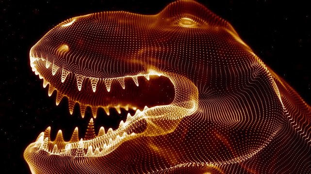 T Rex Head Animation with 4K Particle FX.