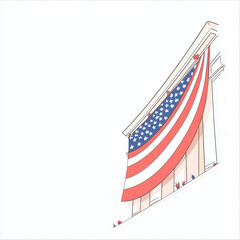 American flag proudly displayed, evoking national patriotism and symbolizing USA holiday celebration, freedom, and unity