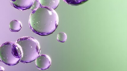 Fototapeta premium Purple and green spheres in motion.
