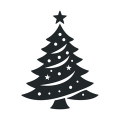 Fototapeta premium Decorative christmas tree silhouette with star and ornaments