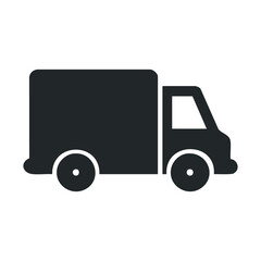 Silhouette of a cargo delivery truck icon on white background