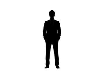 Silhouette Of A Man In Suit Isolated On Black Background Illustration