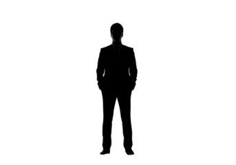 Silhouette Of A Man In Suit Isolated On Black Background Illustration