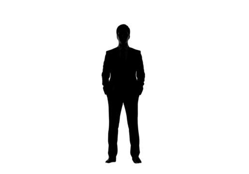 Silhouette Of A Man In Suit Isolated On Black Background Illustration