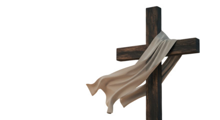 Wooden Cross With White Cloth A Realistic Image With Black Background