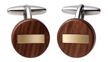 Wooden cufflinks with inlaid metal accents for a modern touch