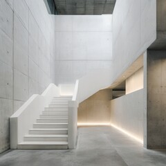 Obraz premium Modern minimalist interior staircase design