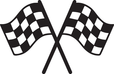 Bold Racing Iconography Two Crossed Checkered Flags Waving Dynamically A Symbol of Victory and Competition