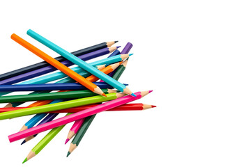 Vibrant Colored Pencils Scattered on ,: Creative Art Supplies, Back to School, Education Concept, transparent background