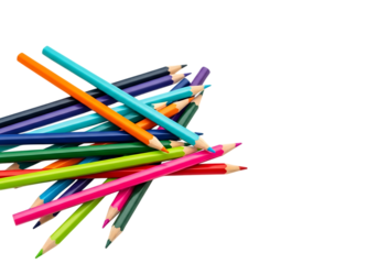 Vibrant Colored Pencils Scattered on ,: Creative Art Supplies, Back to School, Education Concept, transparent background