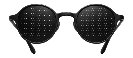 Rounded pinhole spectacles with flexible TR-90 temples and nose pads