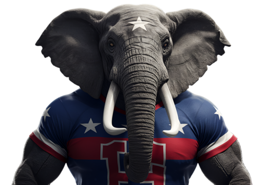 Strong Republican Elephant Illustration Patriotic Shirt Isolated Transparent Background - Powered by Adobe
