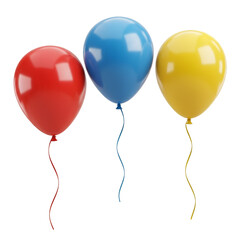 Three Colorful Balloons Floating Isolated On Transparent Background Illustration
