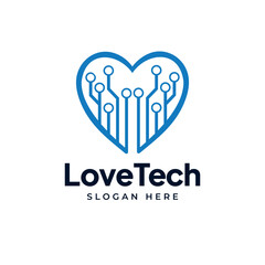 LoveTech Logo - Heart-Shaped Technology Logo Design, Symbol of Love and Digital Innovation
