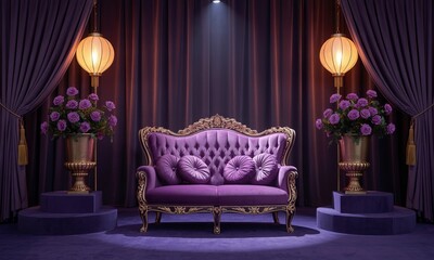  Luxurious Purple Velvet Wedding Stage