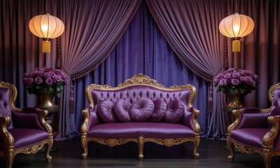  Luxurious Purple Velvet Wedding Stage