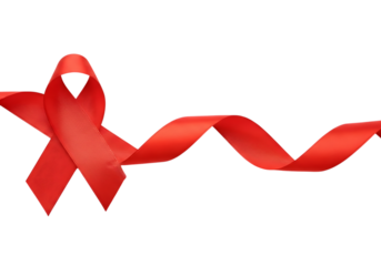Red Awareness Ribbon: Elegant Satin, Dramatic . Hopeful Symbol, transparent background