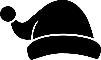 Christmas hat black silhouette icon isolated.
Simple shape holiday santa claus hat silhouette design.
Transparent background. SVG.