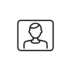 Outline icon a person inside a rounded square frame graphic symbol