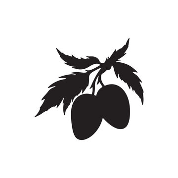 Mango with Leaves Silhouette