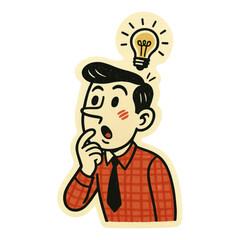PNG Retro thinking man illustration.