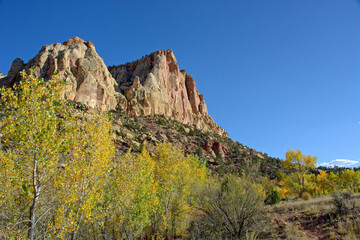 Towering Sandstone Cliffs in Capitol Reef National Park, Utah Desert