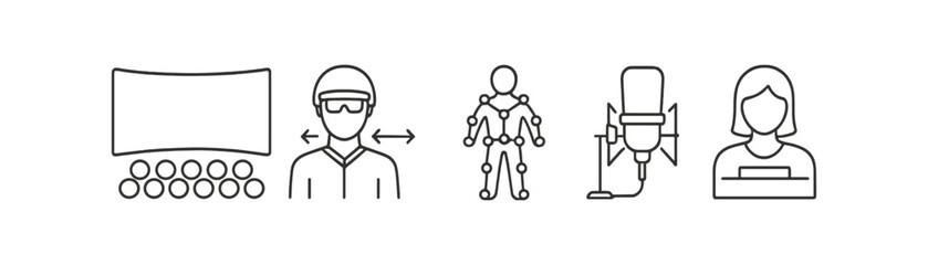 Business, technology line icon set. innovation, teamwork, productivity outline collection