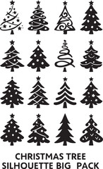 Obraz premium A set of vector illustrations showcasing festive Christmas tree designs for winter holiday celebration 