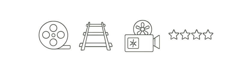 Entertainment and media line icon set. film, movie, rating icons outline style