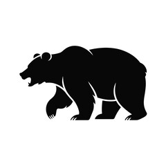 Black silhouette of a fierce grizzly bear roaring