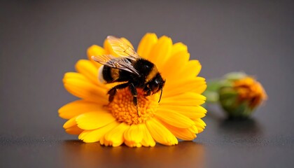 Close-up of bee on vibrant yellow flower