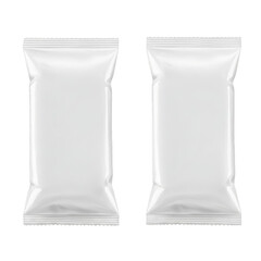 Two Blank White Sachet Packaging 3D Mockup