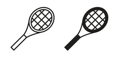 Racket icon graphic doodle, sketch, outline drawing Vector illustration