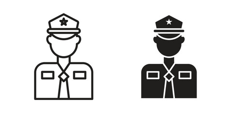 Police icon graphic doodle, sketch, outline drawing Vector illustration