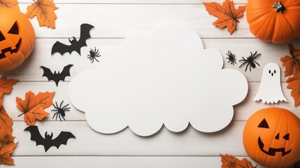 Halloween decorations flatlay background