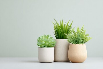 minimalistic arrangement of green plants in modern interior emphasizing tranquility and simplicity