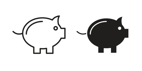 Piggy bank icon graphic doodle, sketch, outline drawing Vector illustration