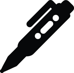 Black and White Pen Icon Symbolizing Writing Creativity and Design Projects Isolated on a Clean Background