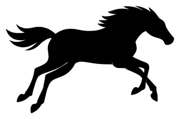 Obraz premium Silhouette of a Galloping Horse in Black