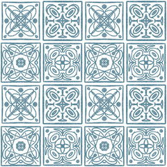 pattern tiles blue seamless pattern vintage