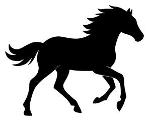 Obraz premium Silhouette of a Horse in Motion, Black Color Isolated on White Background