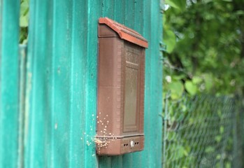 Old mailbox photo fence and foliage village countryside