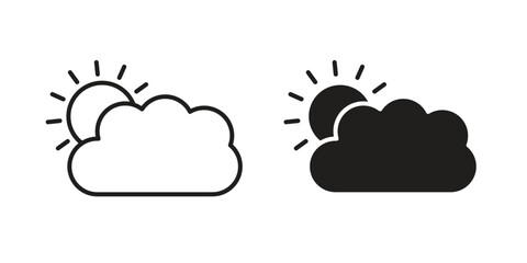 Partially cloudy icon graphic doodle, sketch, outline drawing Vector illustration