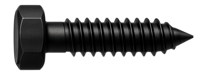Black oxide hex head screw for automotive body repair.