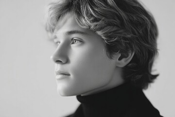 capture minimalist portrait showcasing unique individual style against clean background with ample copy space