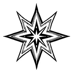 Obraz premium Elegant Eight-Pointed Star Design, Intricate Lines, isolated on transparent background Generative AI.