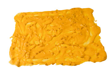 Yellow sauce splashes as a background.