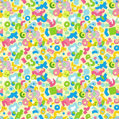 Obraz premium Vibrant abstract doodle pattern. Playful 90s chaotic graphic.
