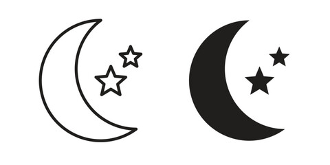 Fototapeta premium Moon stars icon graphic doodle, sketch, outline drawing Vector illustration