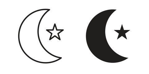 Moon icon graphic doodle, sketch, outline drawing Vector illustration